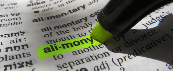 alimony highlighted with a marker