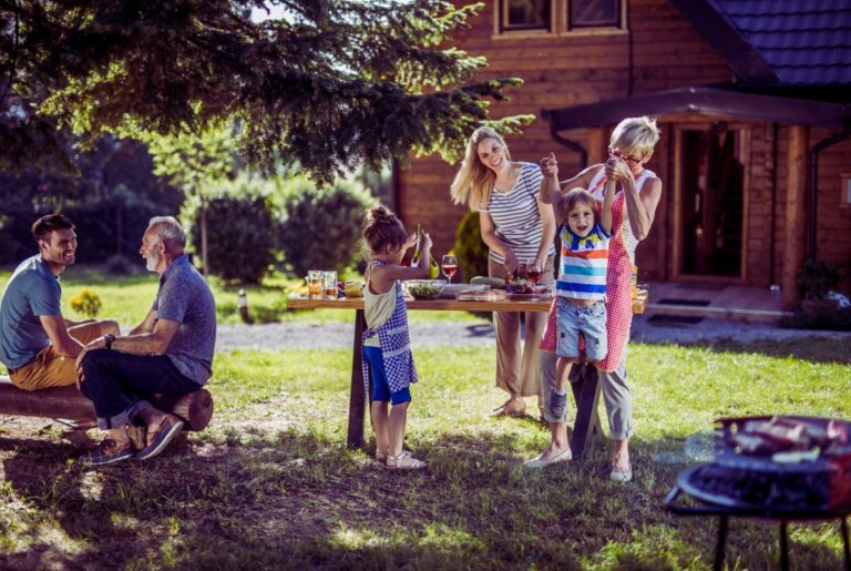 Multigenerational family spending time together outdoors